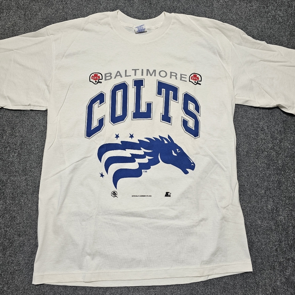 VTG Starter Baltimore Colts T Shirt Mens L White 90s Single Stitch CFL Football